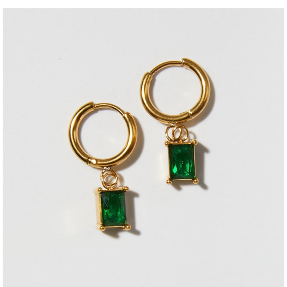 Elegant Gold and Green Hoop Earrings